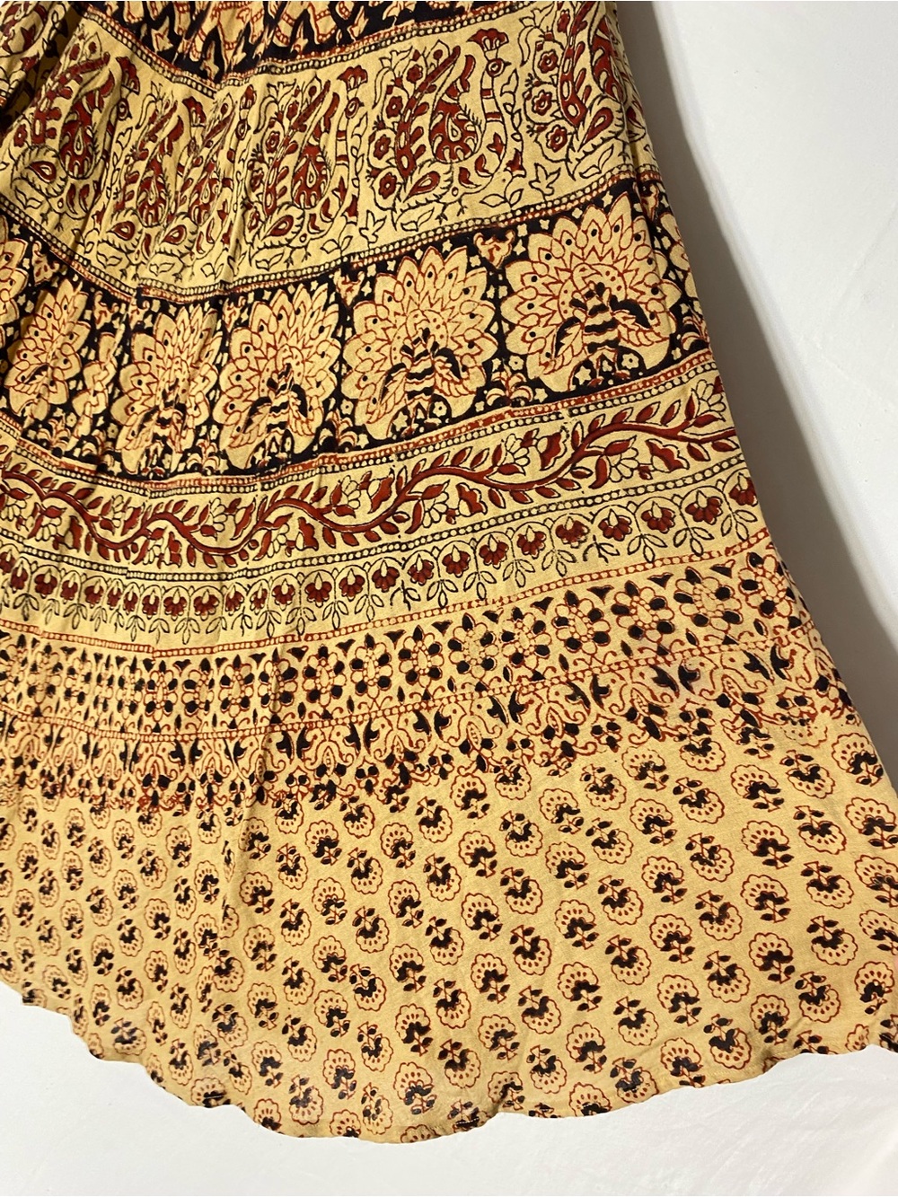 Vintage 70s Style Indian Cotton Elephant Print Maxi Length Wrap Skirt Boho L - Picture 6 of 13